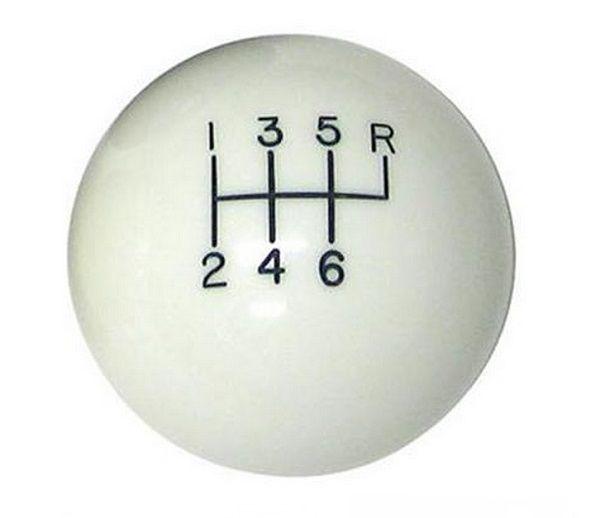 Lokar 6-Speed White 2" Gear Knob 3/8-24 & 3/8-16 Thread (LK-SK-6875)