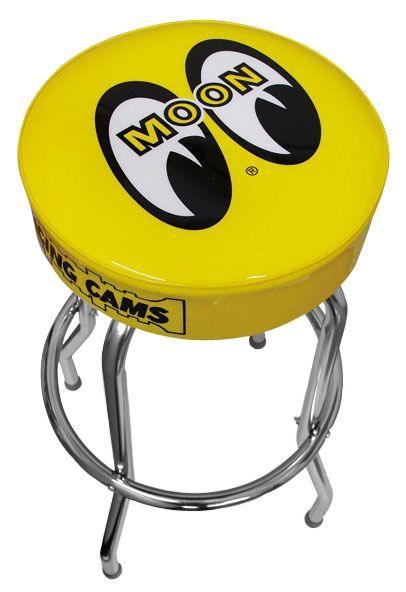 Mooneyes Bar Stool, Yellow with Moon Logo (MNMG292)