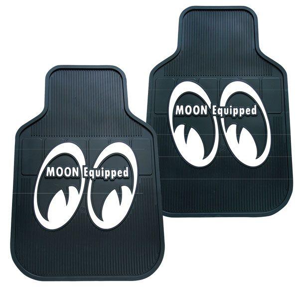 MOONEYES RUBBER FLOOR MATS BLACK MOON EQUIP LOGO MOONEYES - MP080BK (MNMP080BK) MNMP080BK