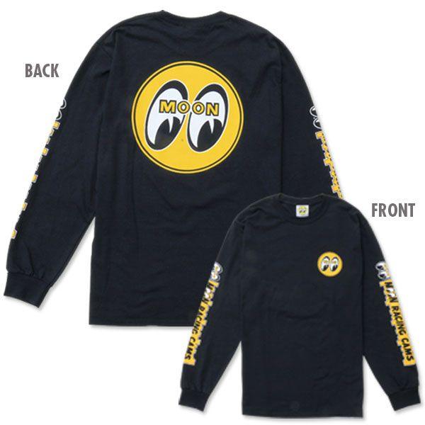 Mooneyes Black Long Sleeve T-Shirt With Moon Racing Cams Logo (MNTM112BKL) MNTM112BKL