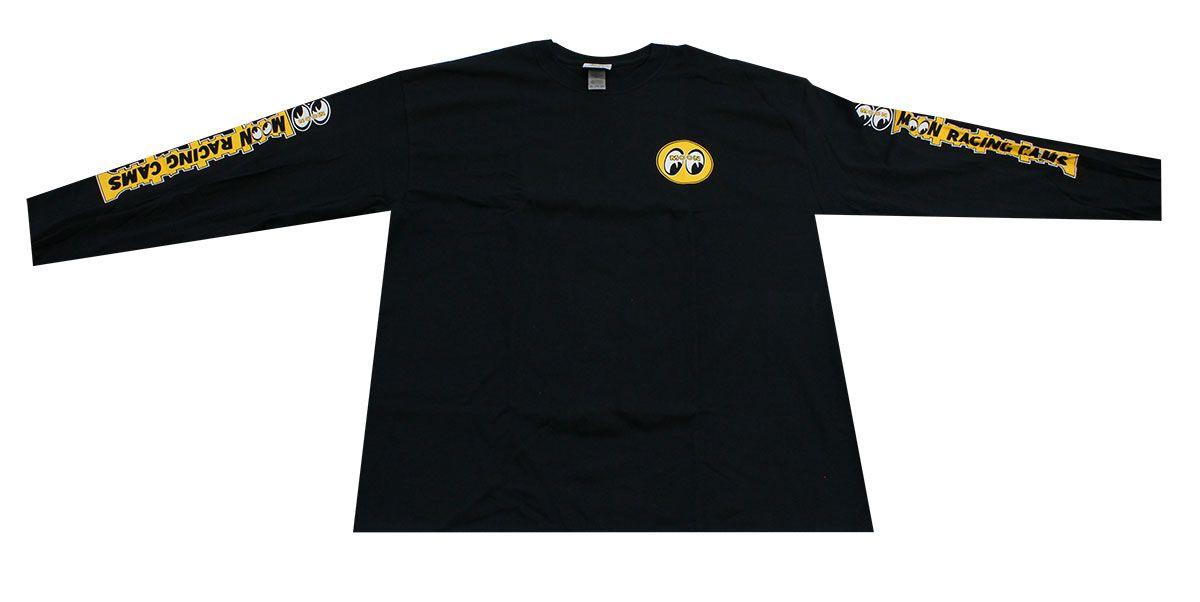 Mooneyes Black Long Sleeve T-Shirt With Moon Racing Cams Logo (MNTM112BKX)