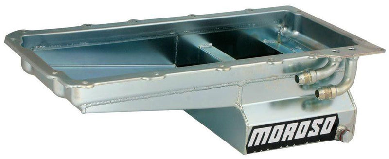 Moroso Steel Wet Sump Oil Pan, 6" Deep, Angled Sump (MO20141) MO20141