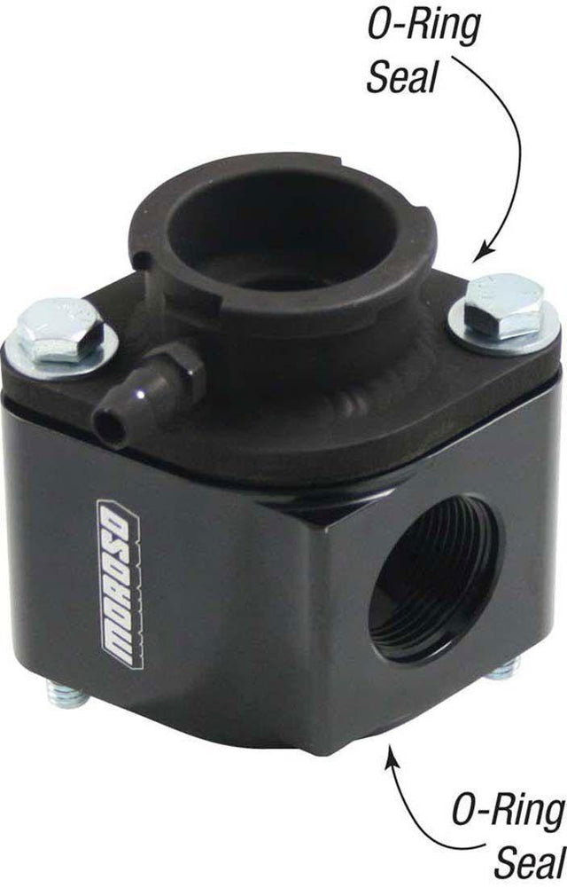 Moroso Billet Aluminium Filler Neck Manifold Housing - Black Anodised (MO63424) MO63424