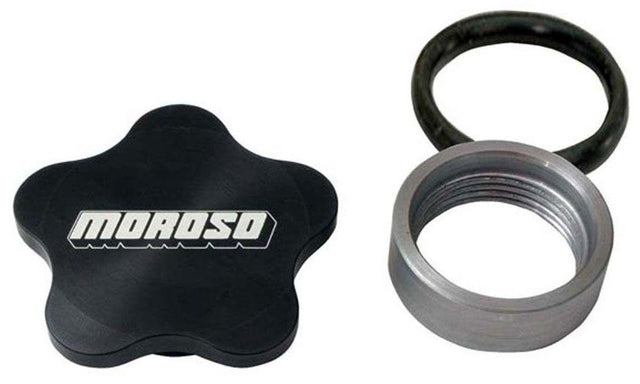 Moroso Weld-On Filler Cap Aluminium, Black Anodised With Logo (MO85283) MO85283