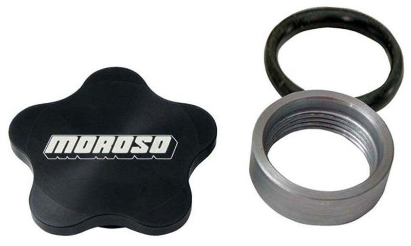 Moroso Weld-On Filler Cap Aluminium, Black Anodised With Logo (MO85283) MO85283