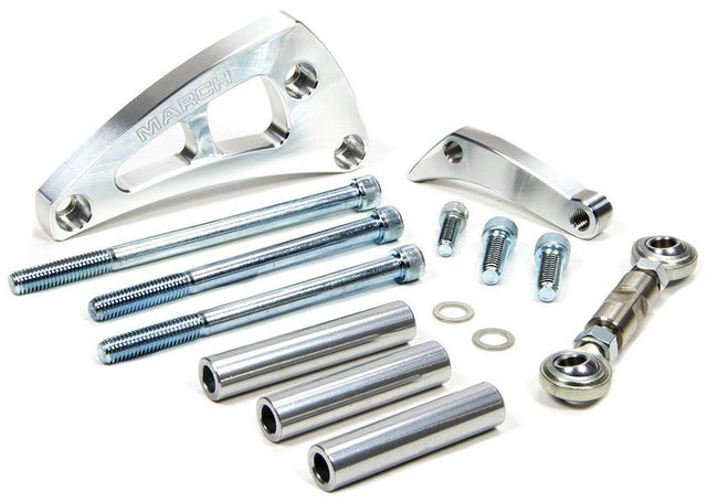 March Performance Ultra "Mid Mount" Alternator Bracket, Clear Powder Coated (MPP20124) MPP20124