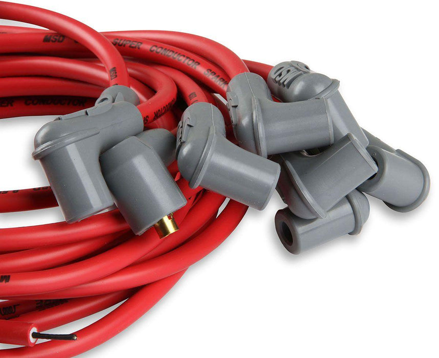 MSD UNIVERSAL RED 90 DEG SPARK PLUG LEADS POINTS & HEI SUPER CONDUCTOR MSD 31239 (MSD31239)