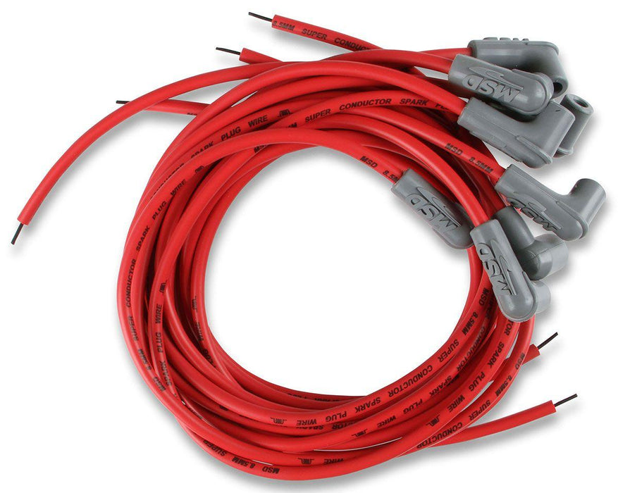 MSD UNIVERSAL RED 90 DEG SPARK PLUG LEADS POINTS & HEI SUPER CONDUCTOR MSD 31239 (MSD31239)