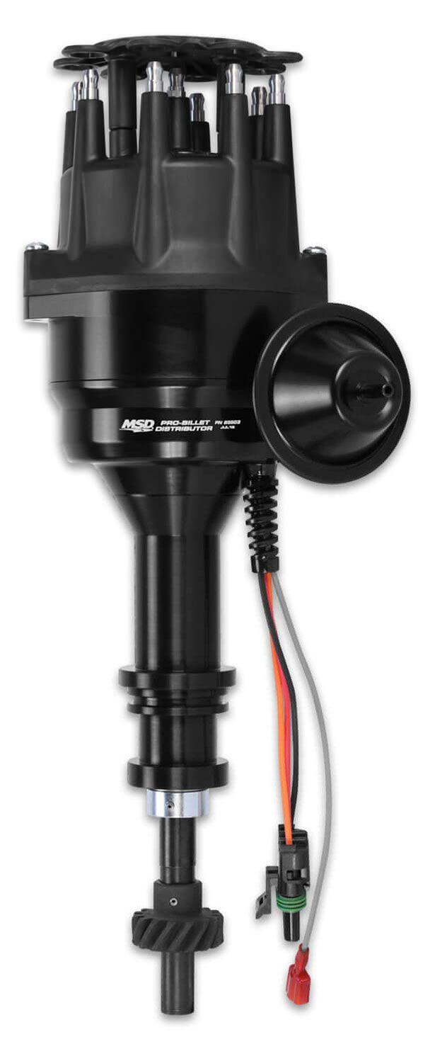 MSD Black Pro-Billet Ready-To-Run Distributor with Iron Gear .510" Dia. (13mm) (MSD83503) MSD83503
