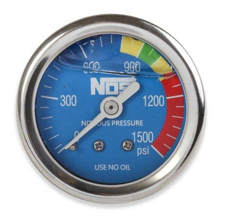 NOS 1-1/2" Liquid Filled Nitrous Pressure Gauge, Blue (NOS15918)