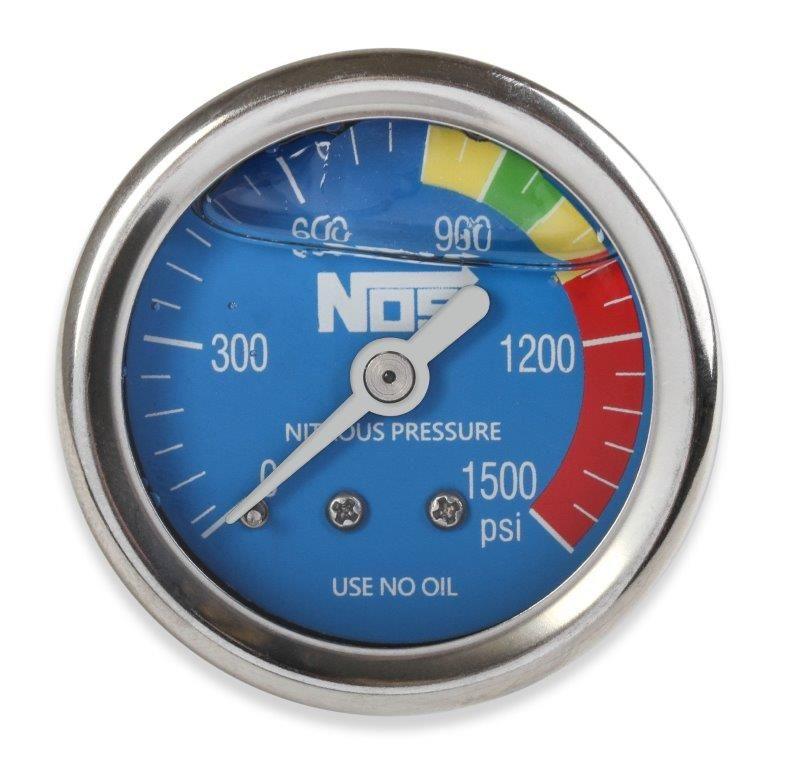 NOS 1-1/2" Liquid Filled Nitrous Pressure Gauge, Blue (NOS15918)