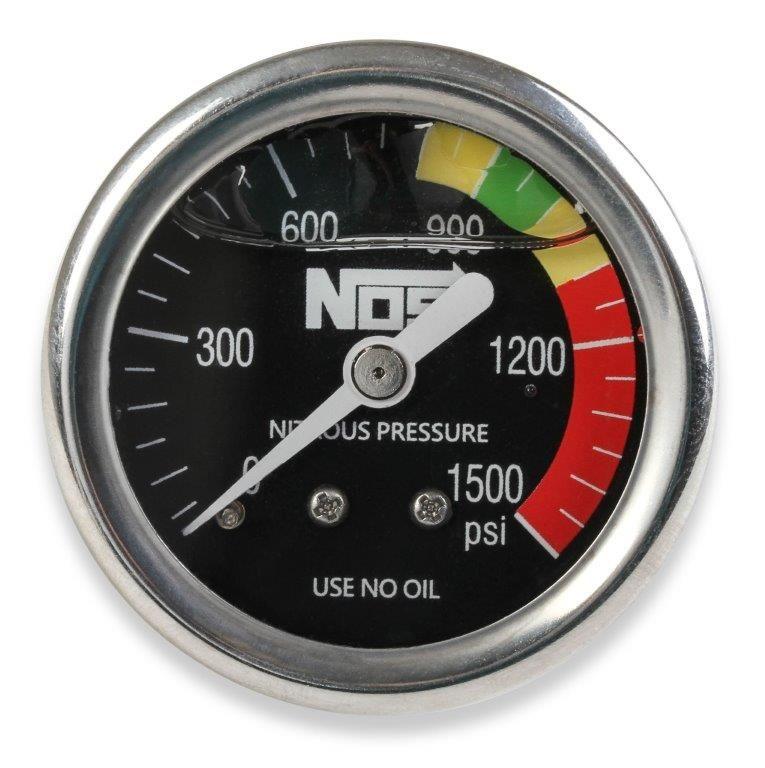 NOS 1-1/2" Liquid Filled Nitrous Pressure Gauge, Black (NOS15919)