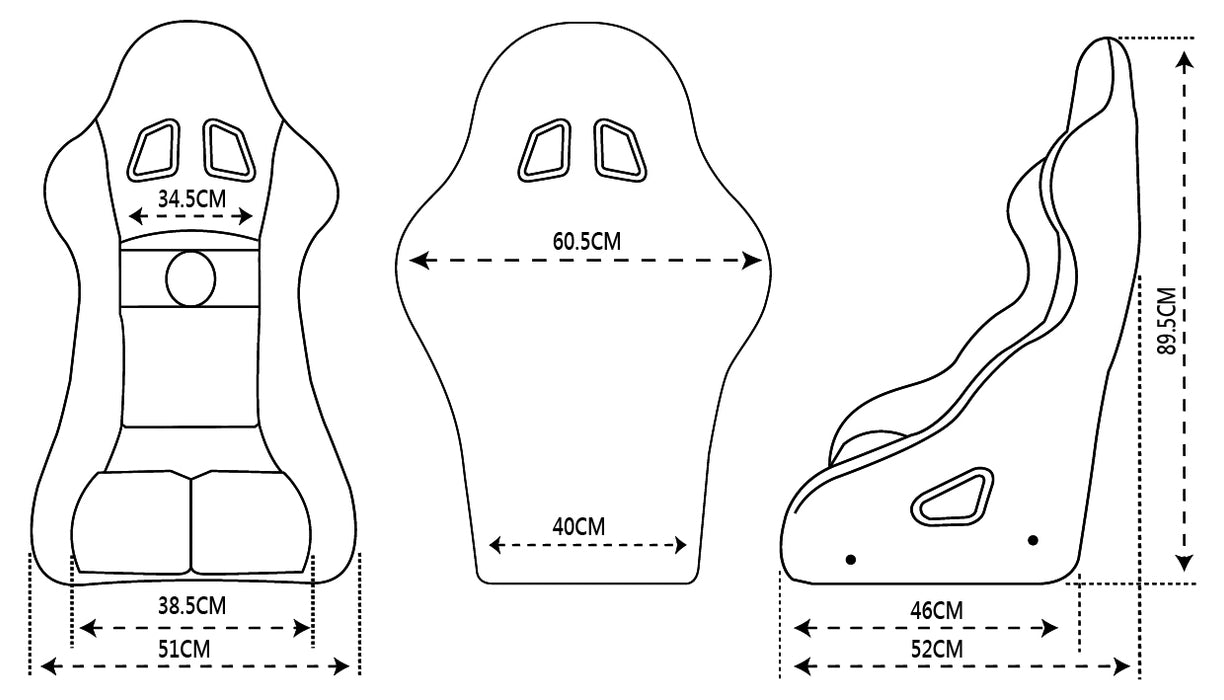 Proforce Racing Seat, FIA, Highback Bucket, Steel Frame, Black Velour, Each - PFS-RTS300