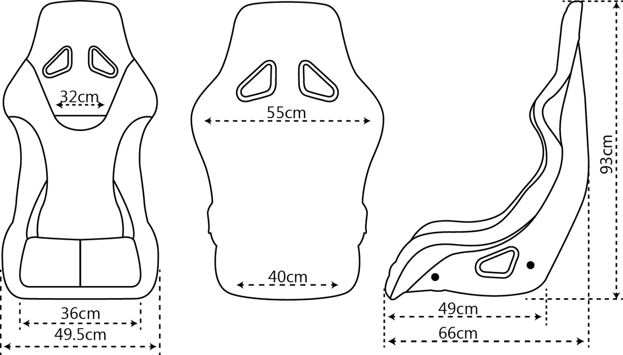 Proforce Racing Seat, FIA. Highback Bucket, Glass Fiber Reinforce Plastic Lightweight, Black Velour, Each - PFS-RTS600