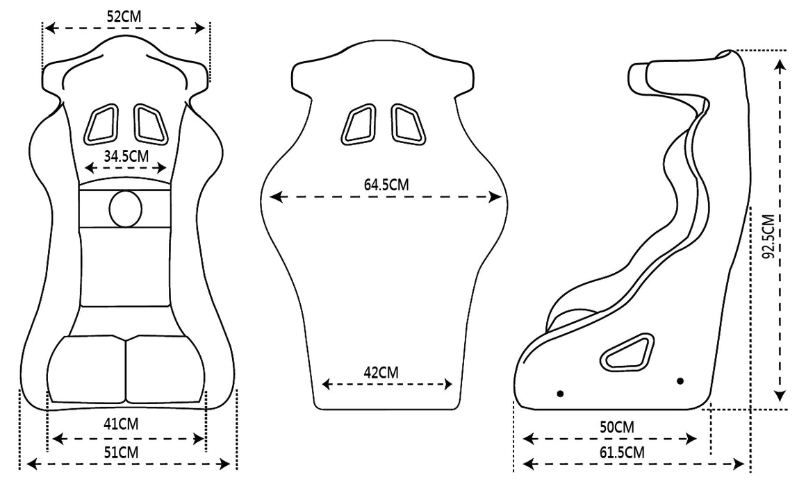 Proforce Racing Seat, FIA, Highback Bucket Competition, Glass Fiber Reinforce Plastic Lightweight, Black Velour, Each - PFS-RTS900