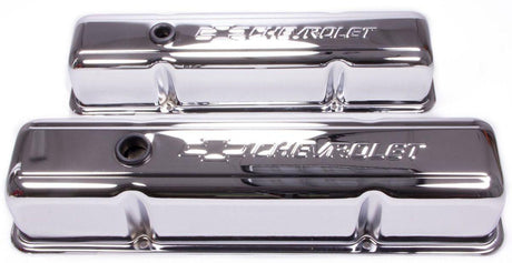 Proform Stamped Valve Covers with Chevrolet Logo (Tall Style with Baffle) Chrome (PR141-103) PR141-103