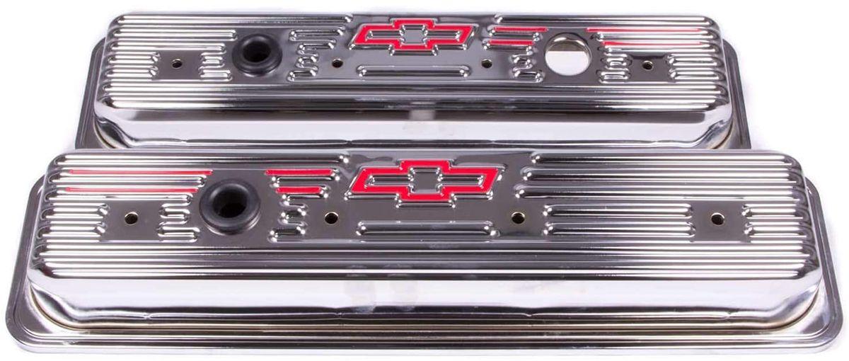 Proform Stamped Valve Covers with Bowtie Logo (Centre Hold-Down) Chrome (PR141-107)