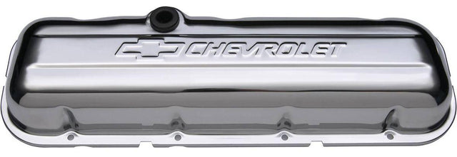 Proform Stamped Valve Covers with Chevrolet Logo (Short Style with Baffle) Chrome (PR141-114) PR141-114