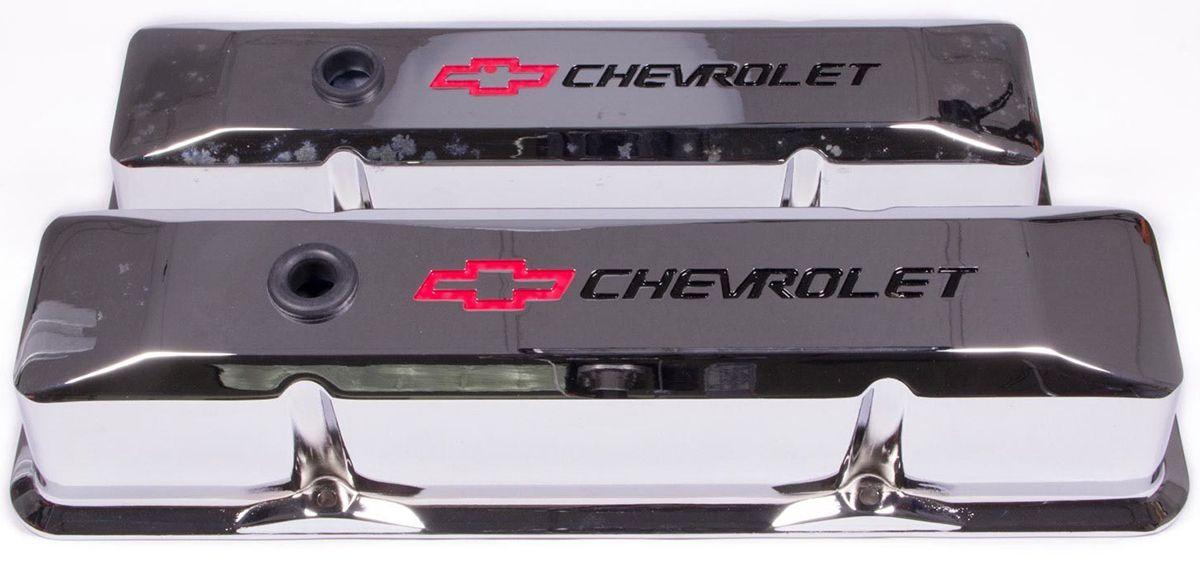 Proform Die Cast Valve Covers with Chevrolet Logo (Tall Style) Chrome (PR141-117)