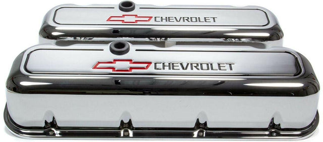 Proform Die Cast Valve Covers with Chevrolet Logo (Tall Style) Chrome (PR141-140) PR141-140