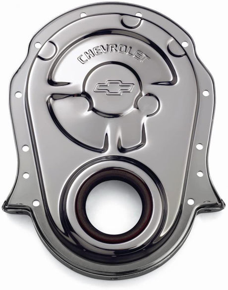 Proform Stamped Steel Timing Cover Chrome with Bowtie Logo (PR141-216) PR141-216