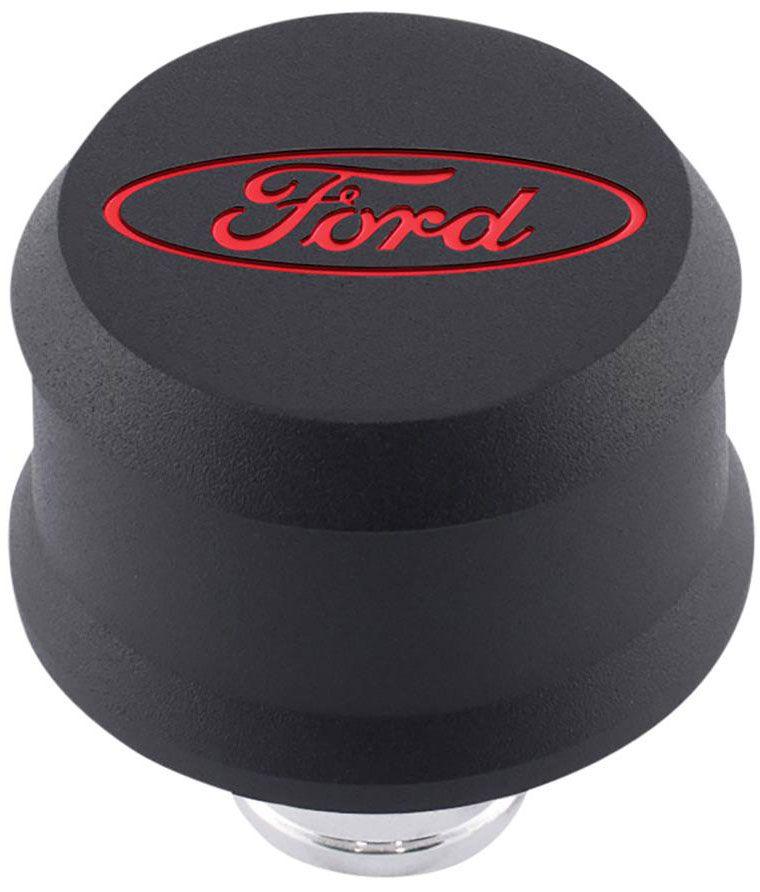 Proform Slant Edge Aluminium Valve Cover Breather Push-In Style - Black Crinkle (PR302-440) PR302-440