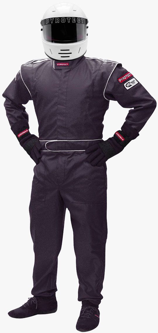 Pyrotect Junior Deluxe One Piece Single Layer SFI-1 Race Suit, Black (PYJS100020)