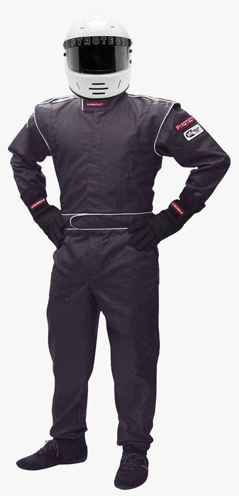 Pyrotect Junior DX1 One Piece Black Racing Suit (Large 10-12) (PYJSDX1401)