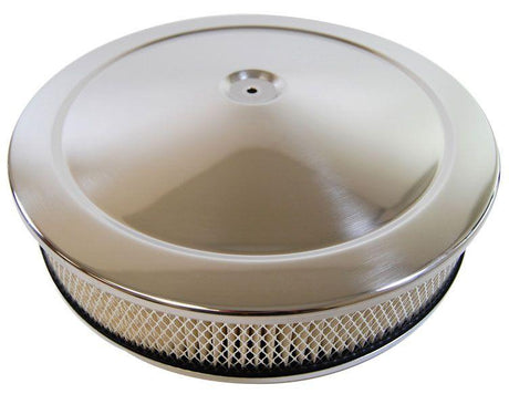 RPC 6-3/8" x 2-1/2" Chrome Steel Muscle Car Style Air Cleaner with Raised Base & Paper Element (RPCR2292) RPCR2292