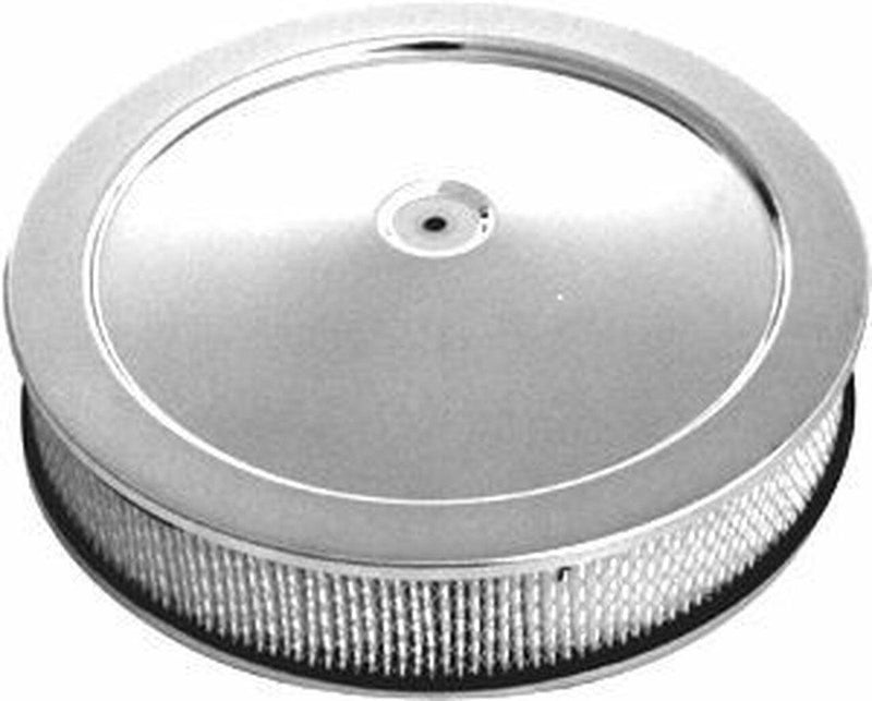 RPC 14" x 3" Chrome Steel Muscle Car Style Air Cleaner with Dominator Base & Paper Element (RPCR2395) RPCR2395