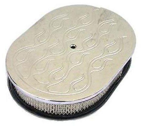 RPC Chrome Aluminium 12" Oval Air Cleaner with Paper Element, Flame Style (RPCR6020XC) RPCR6020XC