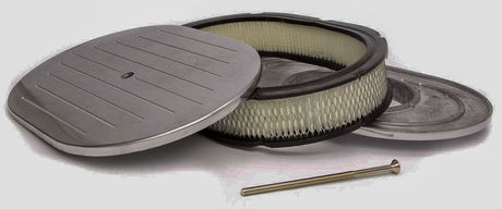 RPC Chrome Aluminium 15" Oval Air Cleaner Set with Paper Element, Ball Milled Style (RPCR6021C)
