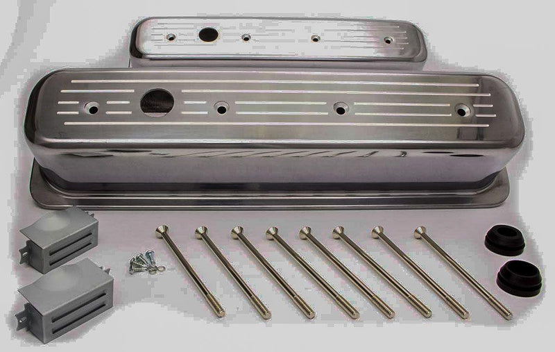 RPC Ball-Milled Aluminium Center Bolt Valve Covers Tall Profile (Polished) (RPCR6047) RPCR6047