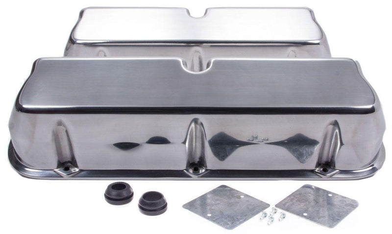 RPC Aluminium "Tall" Valve Covers (Baffled) without Breather Hole, Plain Polished Finish (RPCR6170) RPCR6170