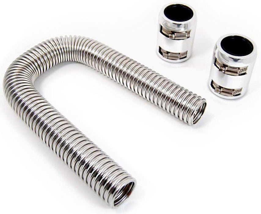 RPC Stainless Steel Radiator Hose Kit, 12" Hose Length with Polished End Caps (RPCR7301)