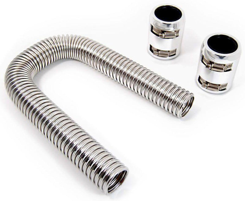 RPC Stainless Steel Radiator Hose Kit, 12" Hose Length with Chrome End Caps (RPCR7302) RPCR7302