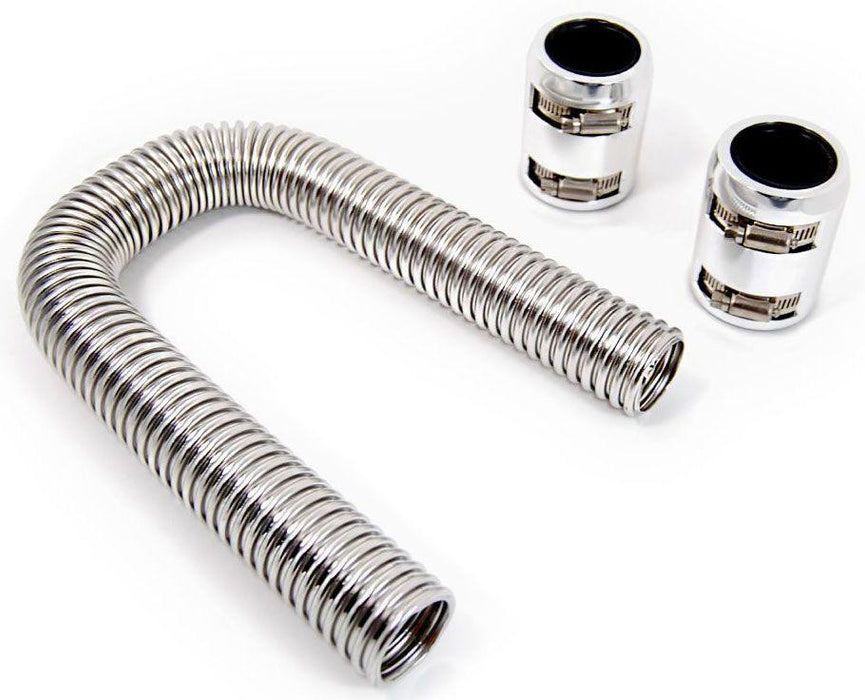 RPC Stainless Steel Radiator Hose Kit, 24" Hose Length with Polished End Caps (RPCR7304)