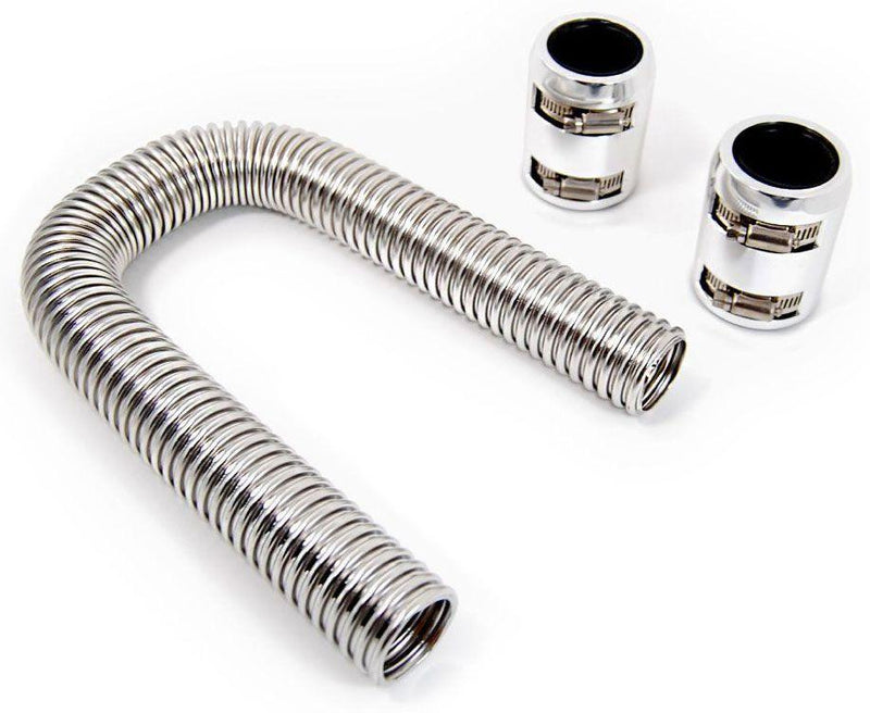 RPC Stainless Steel Radiator Hose Kit , 24" Hose Length with Chrome End Caps (RPCR7305) RPCR7305
