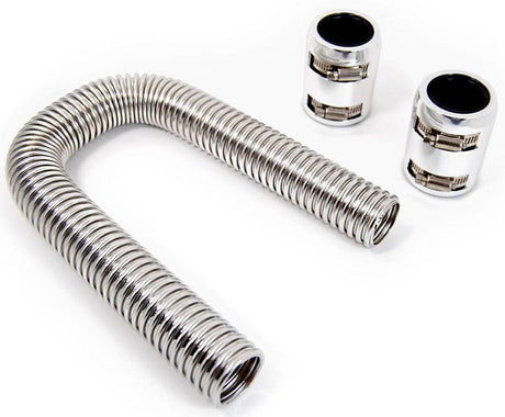 RPC Stainless Steel Radiator Hose Kit, 36" Hose Length with Chrome End Caps (RPCR7308) RPCR7308