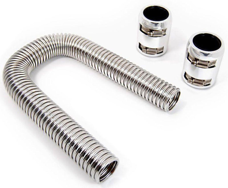 RPC Stainless Steel Radiator Hose Kit, 36" Hose Length with Chrome End Caps (RPCR7308) RPCR7308