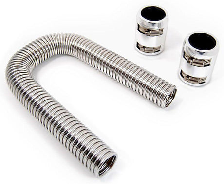 RPC Stainless Steel Radiator Hose Kit, 48" Hose Length with Chrome End Caps (RPCR7311) RPCR7311