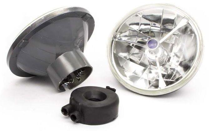 RPC Round Replacement Head Light with Bulb 7", Tri-Bar with Blue Dot (RPCR7405)