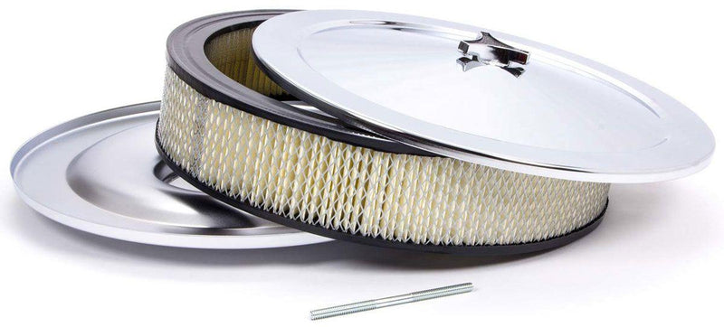 RPC 14" x 3" Muscle Car Style Air Cleaner with Flat Base & Paper Element (Chrome Top) (RPCR8000) RPCR8000