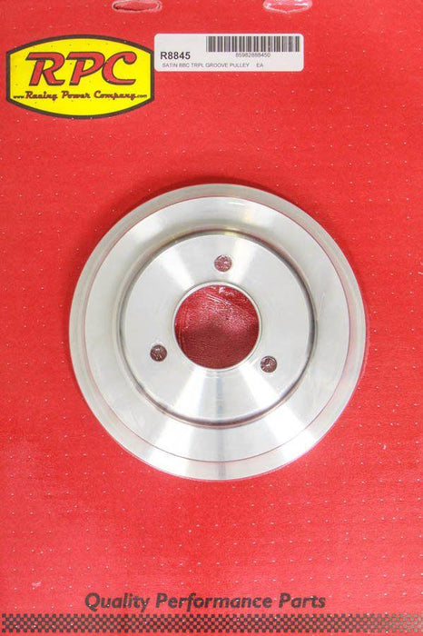 RPC Satin Aluminium Crankshaft Lower Pulley, Triple Groove, 7.80" Dia, 2.30" Bolt Circle (RPCR8845)