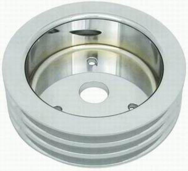 RPC Polished Aluminium Crankshaft Lower Pulley, Triple Groove, 6.60" Dia, 1.75" Bolt Circle (RPCR8858POL)