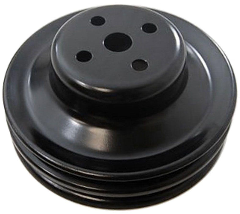 RPC Black Steel Water Pump Upper Pulley, Double Groove Groove 6-7/8" Dia, 2-1/4" Deep (RPCR8975B)