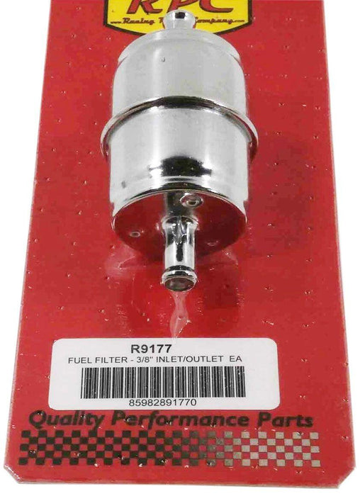 RPC Chrome Steel Fuel Filter with Paper Element, 3/8" Inlet/Outlet (RPCR9177)