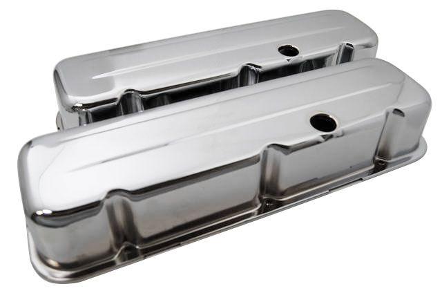 RPC Chrome Steel Valve Covers, Tall 3-5/8", Baffled (RPCR9235)