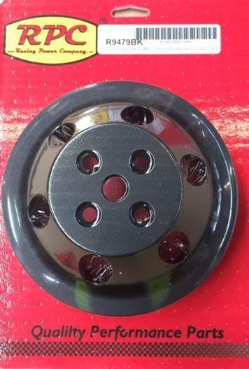 RPC Black Aluminium Water Pump Upper Pulley, Double Groove , 6.60" Dia, 1.75" Bolt Circle (RPCR9479BK) RPCR9479BK