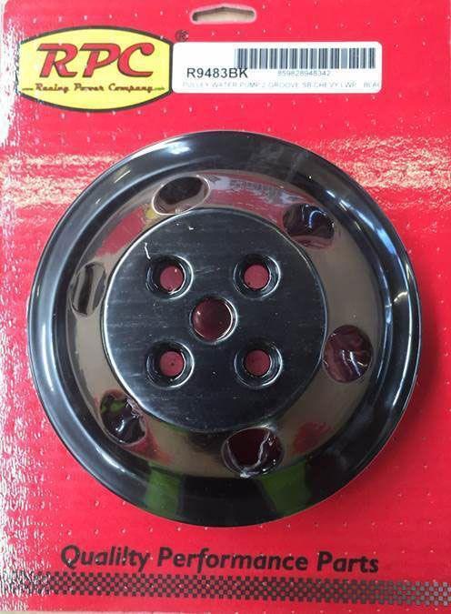 RPC Black Aluminium Water Pump Upper Pulley, Double Groove , 6.60" Dia, 2.30" Bolt Circle (RPCR9483BK) RPCR9483BK